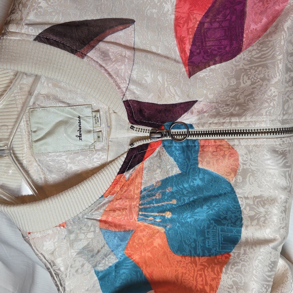 ANTHROPOLOGIE levenses Multicolor Abstract Bomber Jacket,SZ M. - Picture 8 of 8